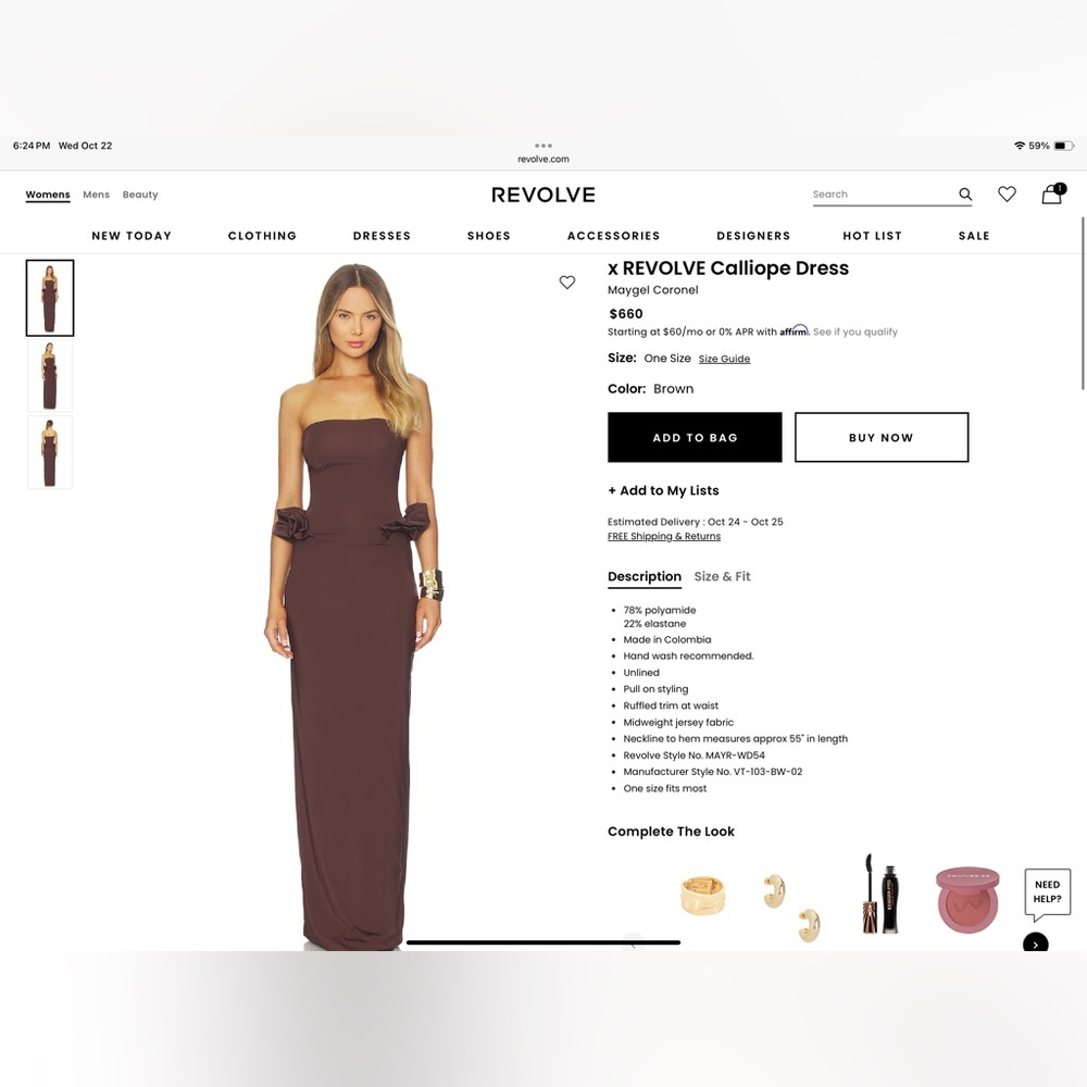 Maygel coronel Strapless Brown Dress